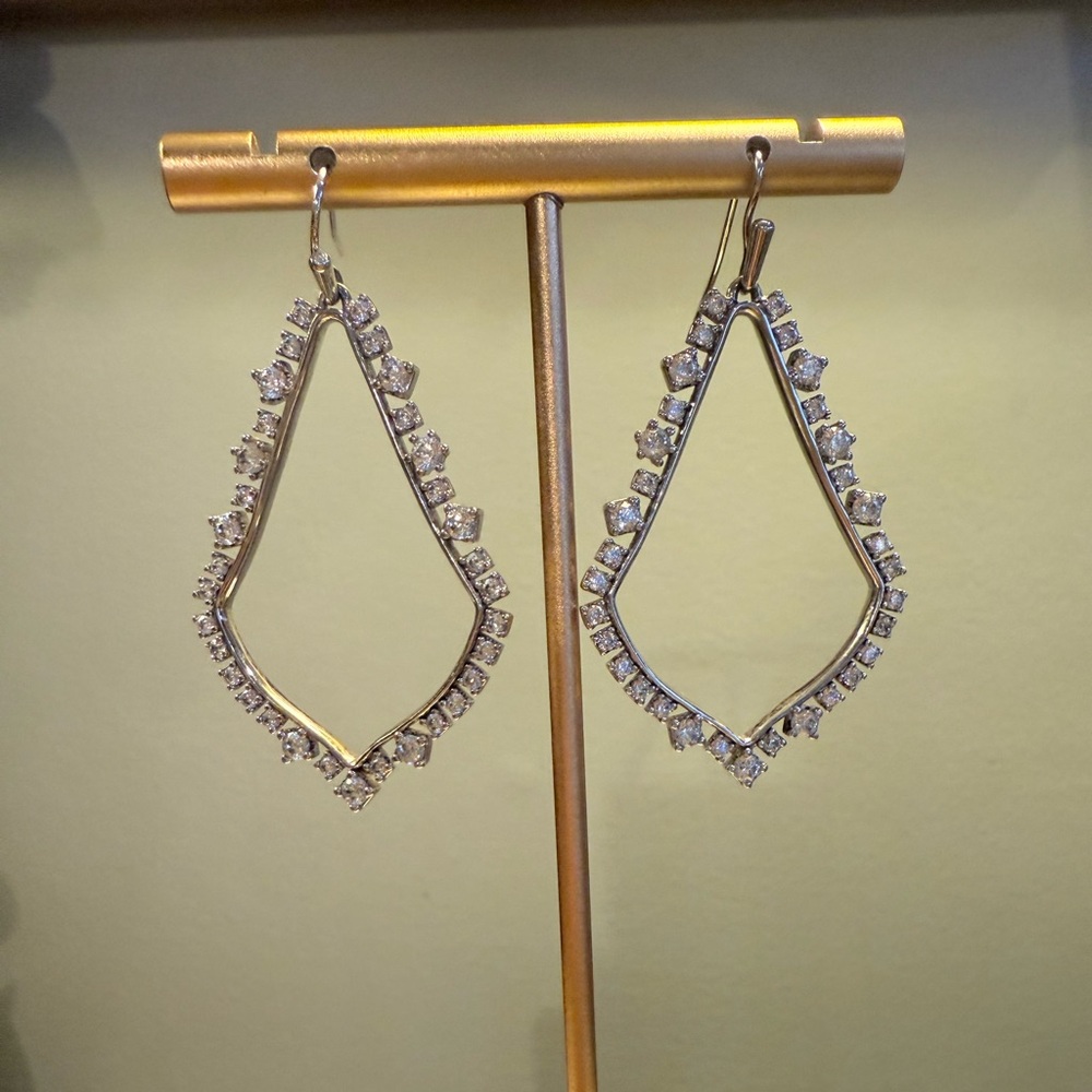 Kendra Scott Sophee Silver Diamond-Shaped 2” Drop Earrings - Picture 2 of 5